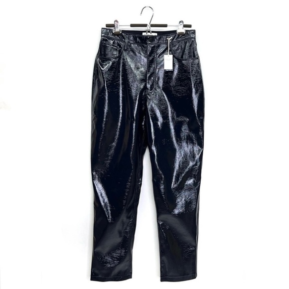 Abercrombie & Fitch Curve Love Patent Leather 90s Straight Black Pants 31/12 NWT - Picture 2 of 9